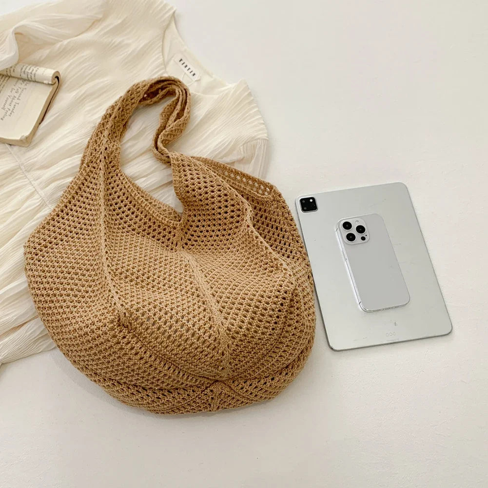 Women's Shoulder Bags Casual Straw Wicker Woven Ladies Handmade Totes Large Capacity Summer Beach Female's Messenger Bag