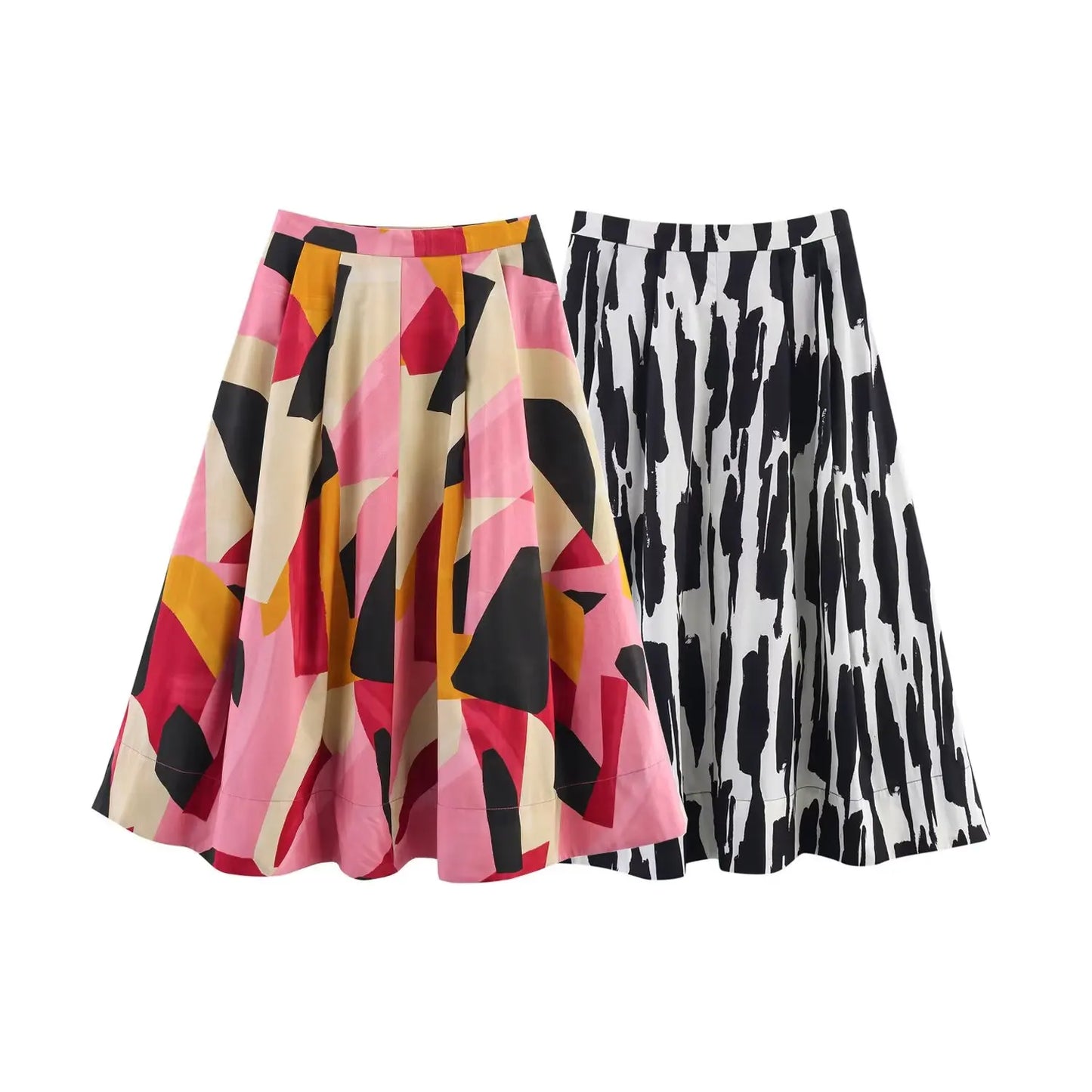 Skirts Summer Women's 2025 New Chic Print High Waist Women's Skirts Fashion Joker Street Youth Holiday Travel Skirts