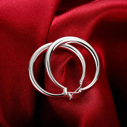 925 Sterling Silver 3.5cm Round earrings high quality 18K gold plated  Fashion Jewelry Wedding Christmas Gift