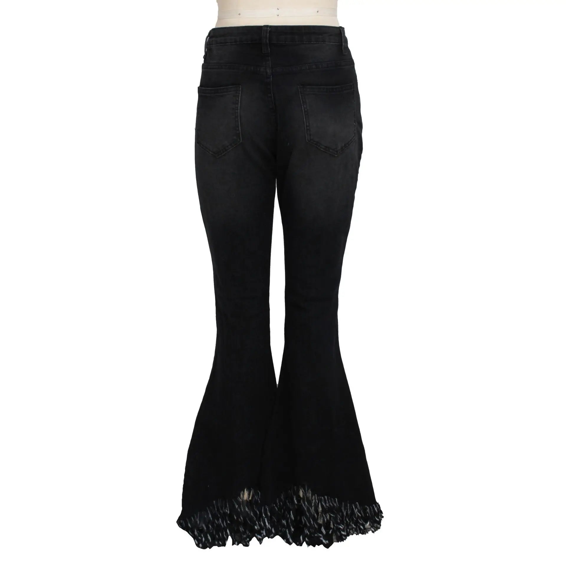 Jeans Women Long Pants Flare Pant Slim Fit Bodycon Y2k Streetwear Casual Elegant Splice Denim Trousers Solid Hole High Waist