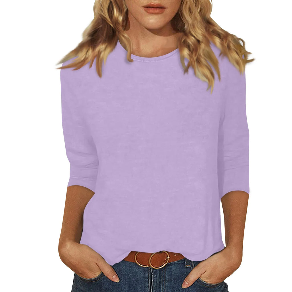 Women Summer Tops Round Neck Three Quarter Sleeve Comfortable Print T Shirt Blouse Women T Shirt muticolor t shirt tops