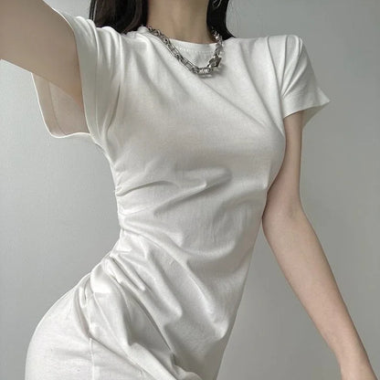 White Dresses for Women 2024 Woman Dress Clothes Midi X New in Chic and Elegant Pretty Cheap Casual Y2k Outfits Harajuku Cotton