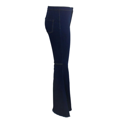 Women Jeans Flare Pants Sexy Denim Long Pant Hip Wrap Casual Solid Elegant Splice Regular Slim Fit High Waist Trousers Summer