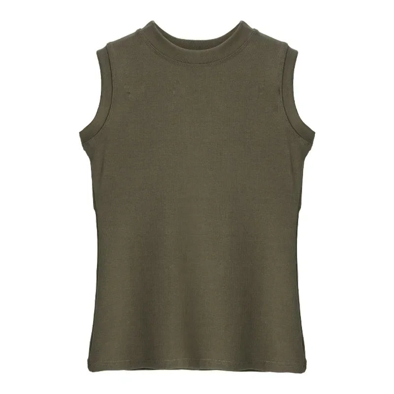 Women's Pure Cotton High Strecth Sleeveless Top Scoop Neck Breathable Solid Versatile Basic Camisole T-shirt Hot Tops for Women
