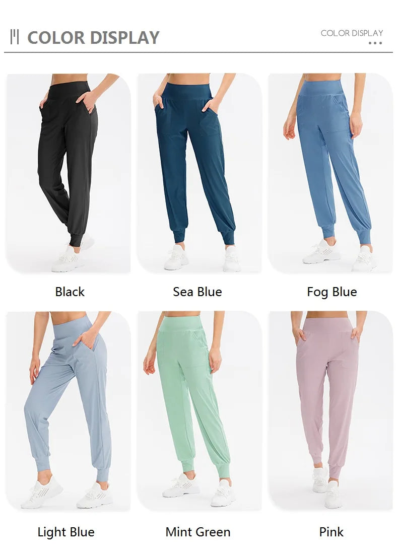 Women Loose Yoga Pants Running Sports Training Trousers with Pocket Casual Quick Dry Fitness Pants Thin for Spring Summer