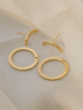 1 pair of retro geometric circular earrings on the back, fashionable and personalized design for women. One pair to wear, elegan