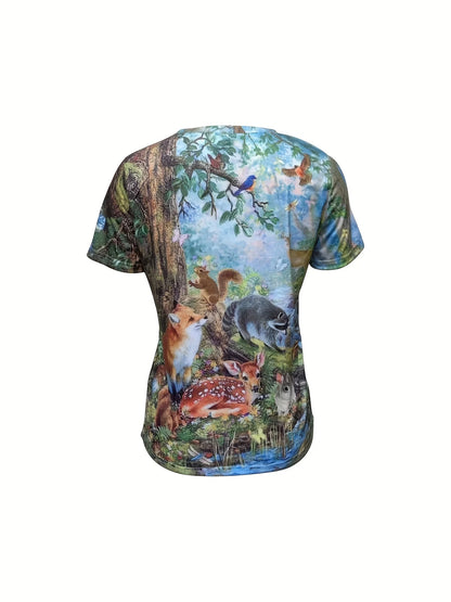2024 Top Women Animal Printed T-Shirt For Women Oversized T-Shirts Women's Trending Clothing Summer Cheap Blouse Crew Neck Tees