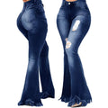 Jeans Women Long Pants Flare Pant Slim Fit Bodycon Y2k Streetwear Casual Elegant Splice Denim Trousers Solid Hole High Waist
