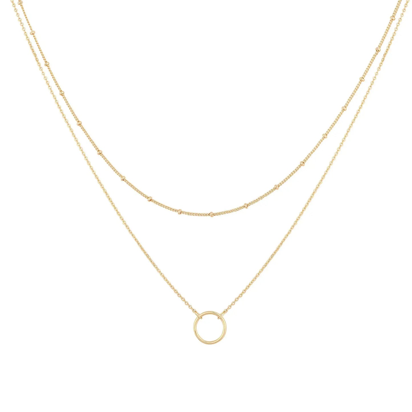 Stainless steel necklace for women Double necklace Vintage Bohemian round pendant necklace jewelry