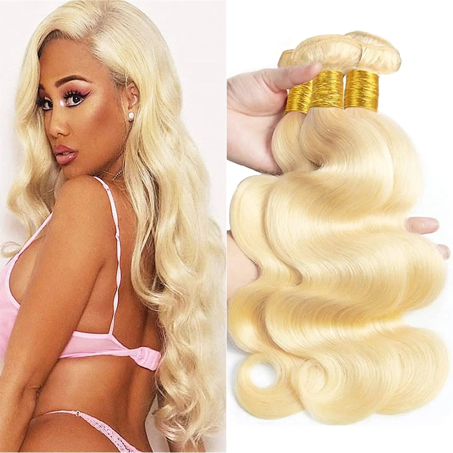 613 Blonde Hair Bundles Brazilian Hair Weave Bundle Body Wave Virgin Human Hair Long 26 28 30 32 Inches Human Hair Extension 10A