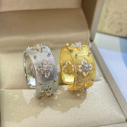 Women Hand-brushed two-color Gold Ring Earrings Necklace Bracelet