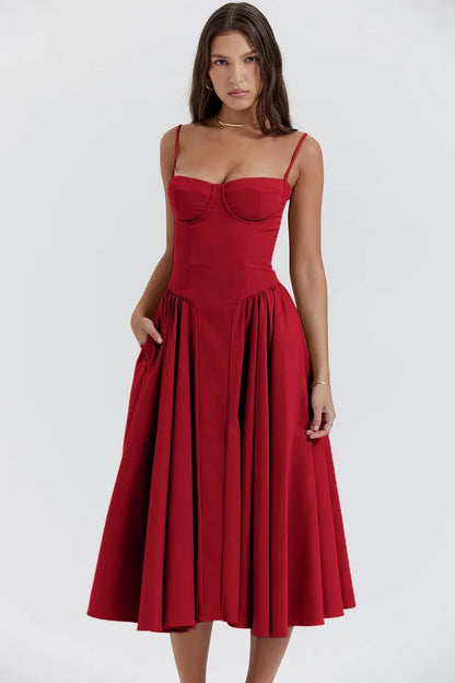 Beach Dress  Wedding Dresses for Women Summer Skirt Retro Long Skirt Simple Style Dopamine Wear Suspender Dress for Women