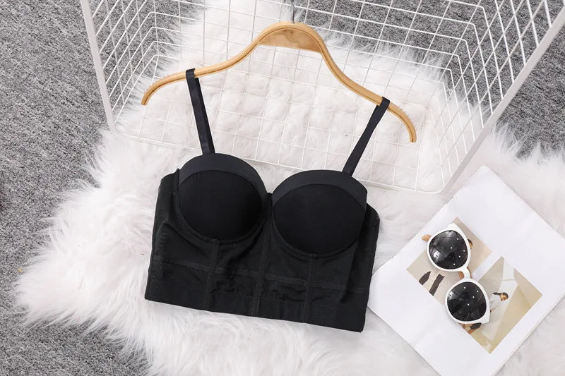 Top Women Bra Bandeau Corset Underwear Sexy Sleeveless with Chest Pad Ladies Y2K Lace Tank Tops Wrapped Vest Tube Top Cropped