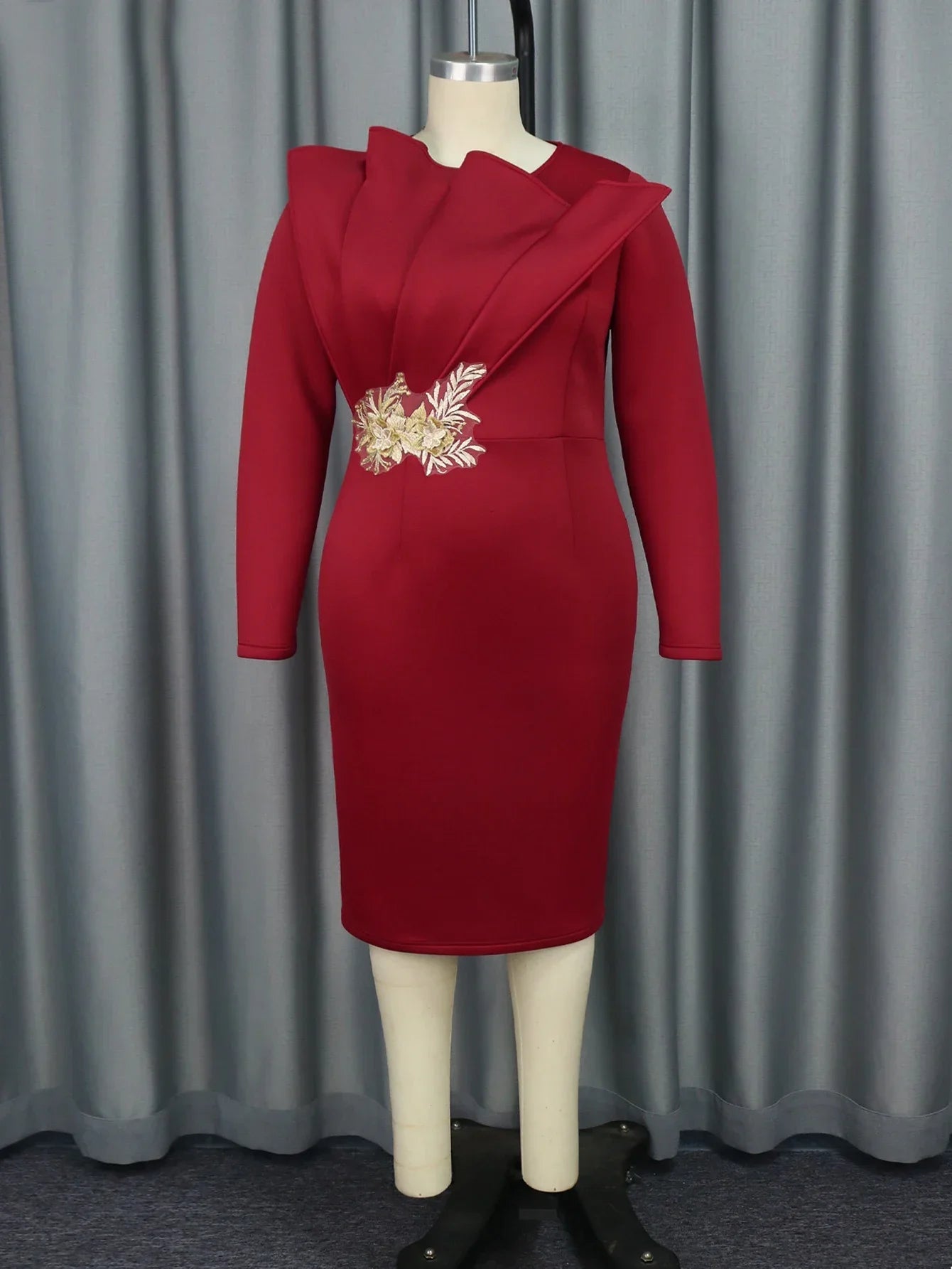 2025 Elegant Church Dresses for Women Party Bodycon Long Sleeves with Lace Appliques Sheath Classy Occasion Africa Wedding Guest