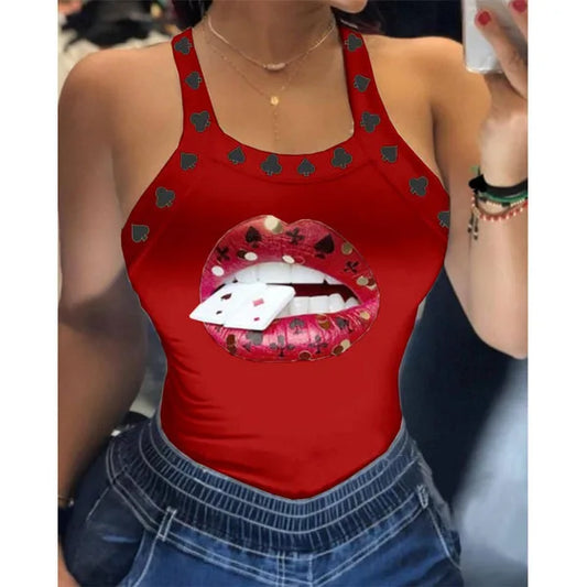 Y2K Vest Sexy Camisole Top Printed Vest 25 Colors Size 6 Spicy Girl Sexy Tight Summer U-Neck Basic Versatile Fashion Camis Tops