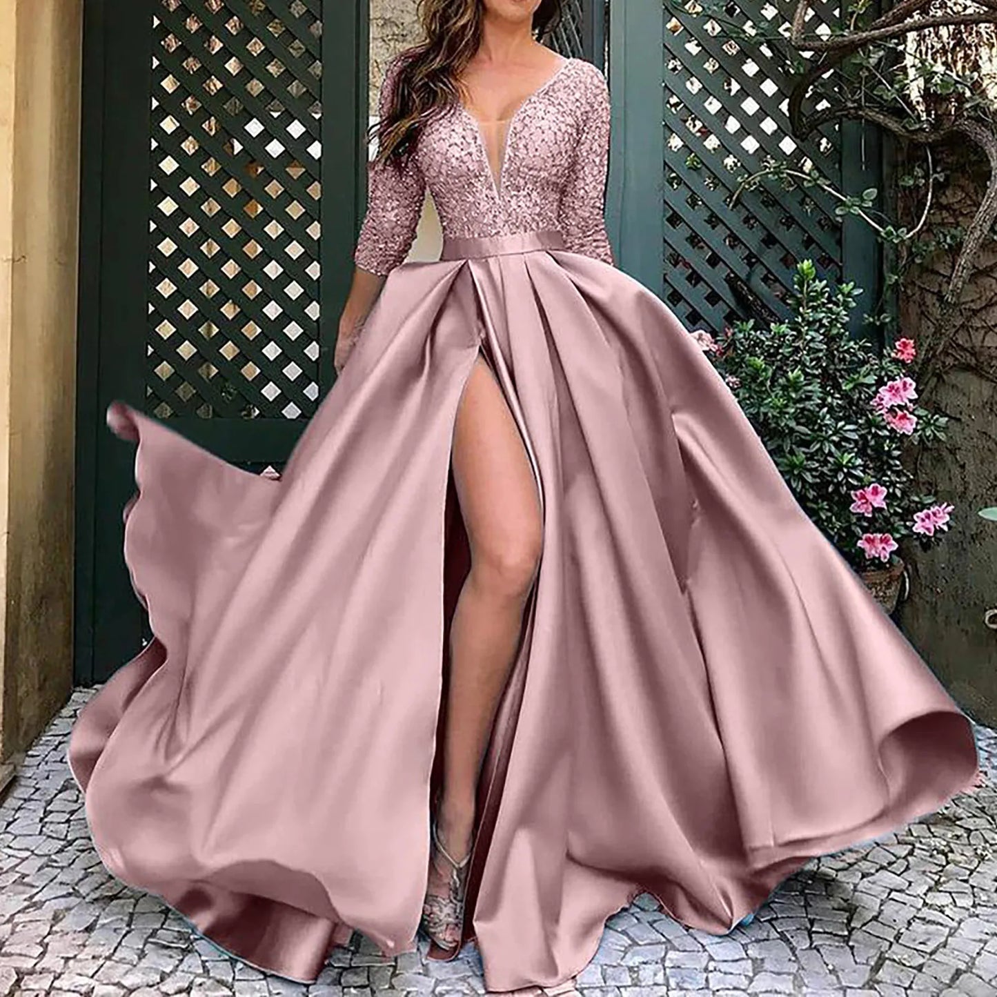 Women'S Elegant Evening Dresses Women'S Fashionable Long Dresses Trailing Evening Dresses Solid Color Floor-Length Dresses