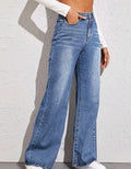 Blue Jeans for Women Wide Leg Pants Straight Long Pant Denim Trousers High Waist Y2k Loose Elegant Trouser Autumn Spring 2024