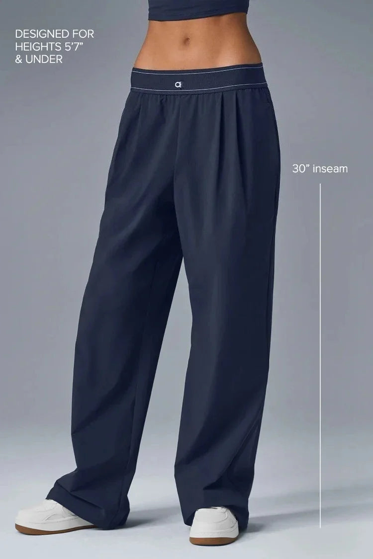 AL Yoga Pants Suit Up Trouser Sports Women's High Waisted Straight Leg Wide Pants Versatile Soft Crop Finesse Short Sleeve