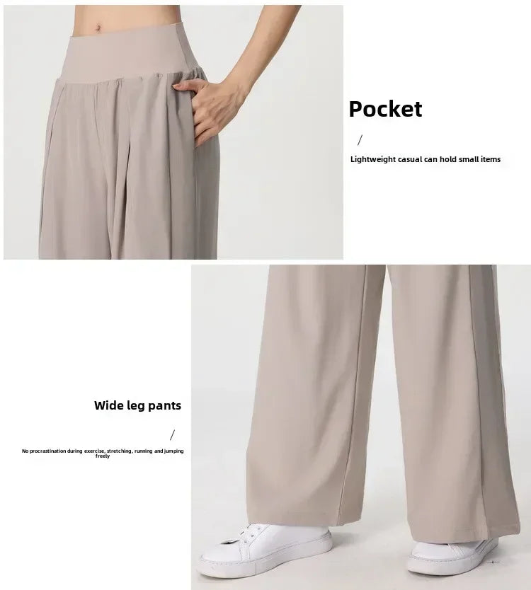 Yoga Pants Women's Loose Running Casual Pants Spring Summer Breathable Wide Leg Flare Outer Wear Sweatpants