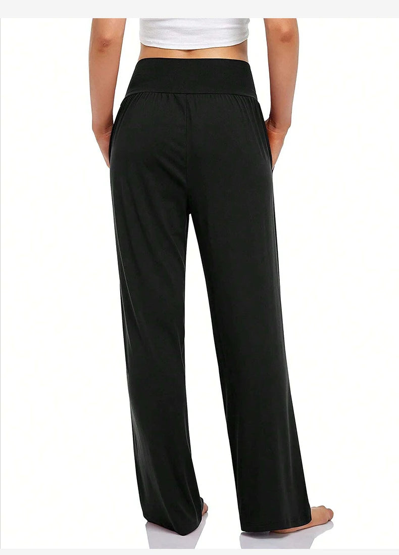 Womens Wide Leg Yoga Pants High Waisted Comfy Casual Loose Pants Workout Plus Size Lounge Sweatpants with Pockets