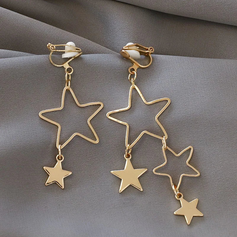 Korean Style Clip on Earrings No Pierced Earrings Women's Party Birthday Fashion Flower Heart Cute Cuff Earrings Ear Clip Gift