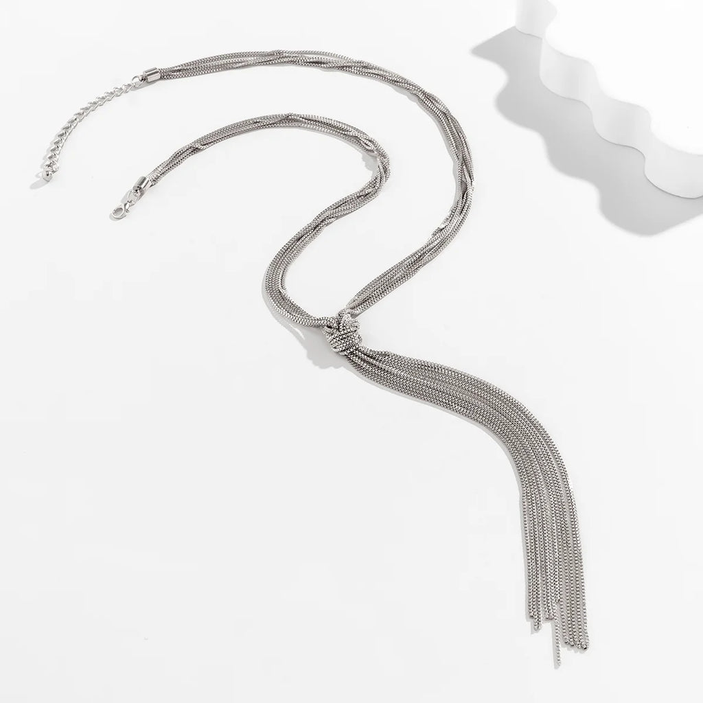 Long Chain Knotted Necklace for Women Trendy Charms Tassels Necklaces 2023 Fashion Wedding Neck Jewelry Accessories Female Girls