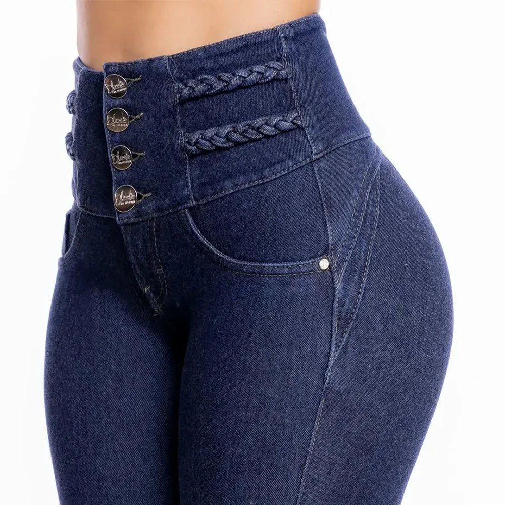 2025 Skinny Jeans For Women Stretch Gray and Blue Denim Sexy High Waist Slim Female Fashion Office Trendy Waisted Vintage Pants