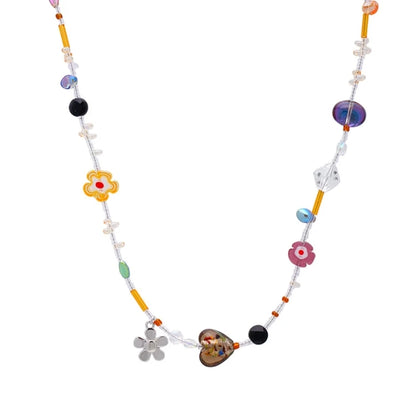 Beaded Clavicle Necklace Acrylic Flower Pendant Neckalces Elegant Accessory Women Neck Jewelry Suitable for Any Occasion