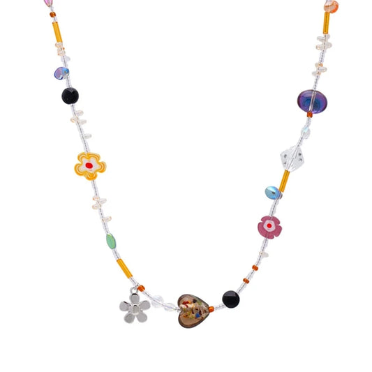 Beaded Clavicle Necklace Acrylic Flower Pendant Neckalces Elegant Accessory Women Neck Jewelry Suitable for Any Occasion