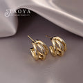 2025 New European and American Simple Metal Arc Earrings Are Small Accessories For Woman‘s Korean Fashion Jewelry Girls Students