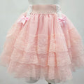 Pink Skirts for Sweet Girls Summer Bows Decoration Elastic Waist Lolita Style Multilayered Lace Skirt Kawaii Clothes