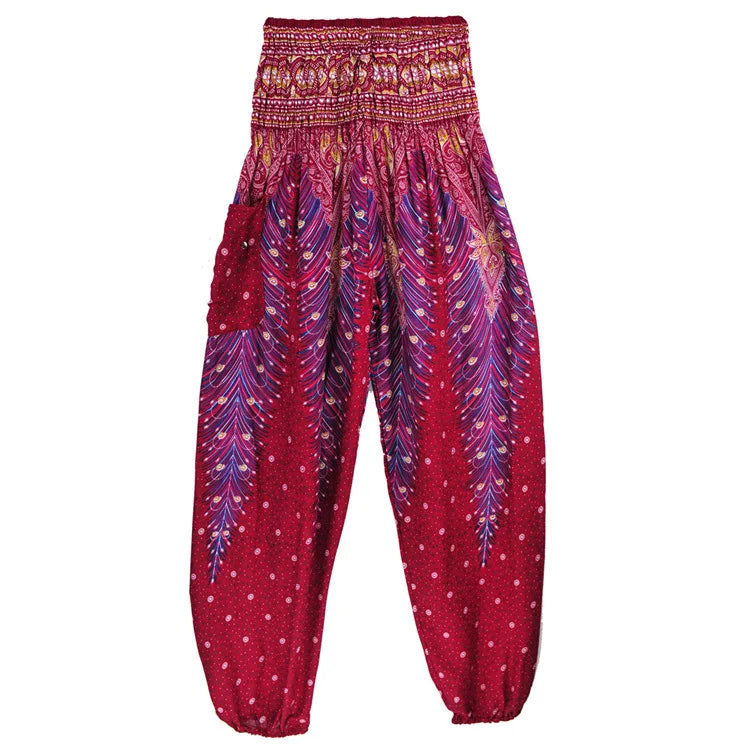 Women's Yoga Pants Printed Ethnic Style Loose Yoga Trousers Bloomers High Waist Fitness Sports Crotch Dance  Sweatpants