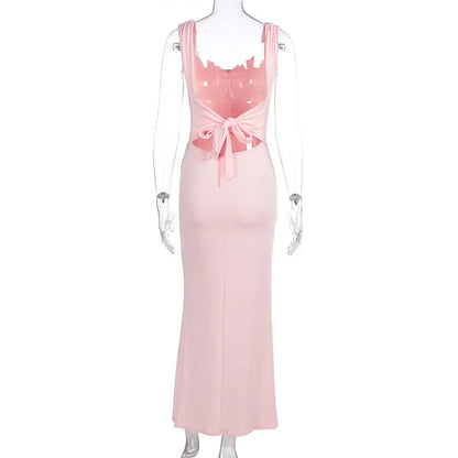 Elegant Evening Dresses Women Sexy Backless Slim Fit Summer Dress Chic Slit Dress Robes Party Club Gowns Women Clothing