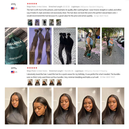 Straight Human Hair Bundles Raw Hair Bundles 100% Human Hair Extensions Natural Black Brazilian Hair Weave Bundles Fast Shipping