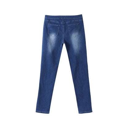 Sexy Stretchy Jeans Women High-waisted Double Breasted Slim Denim Pants Elastic Waist Female Fashion Tight Skinny Denim Trousers