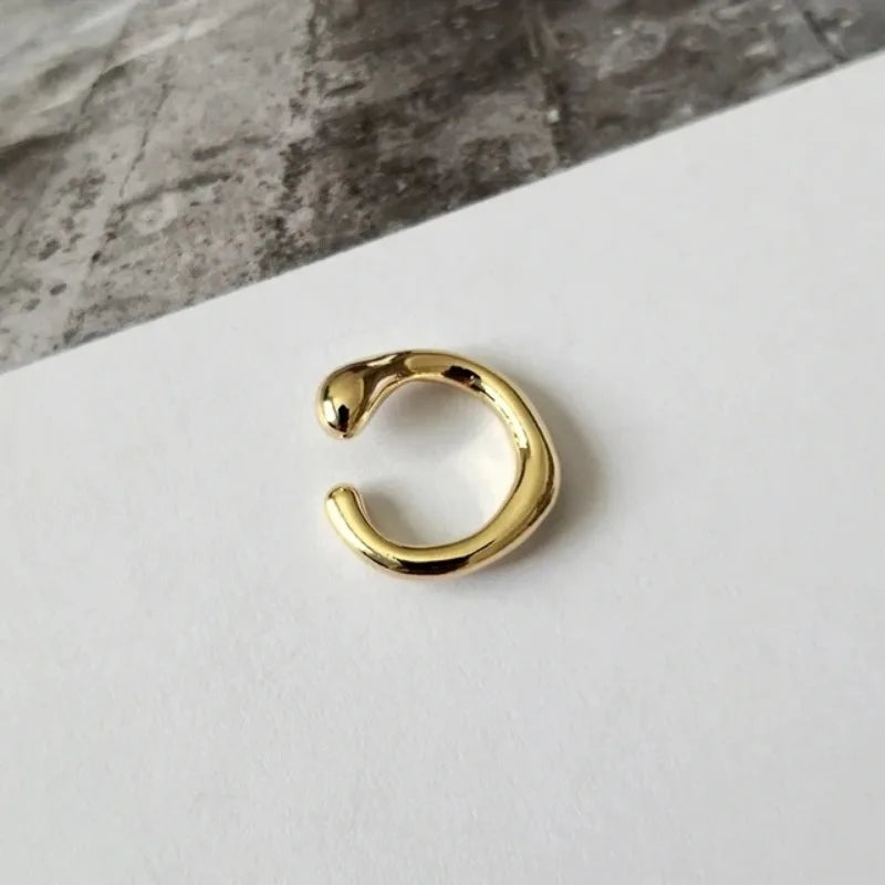 Golden Earrings without Piercing Geometric Round Ear Cuff Minimalist Cartilage Earrings Women Simple Jewelry
