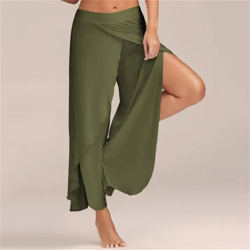 European and American Summer Women's Pants Sexy Cross Sexy Wide Leg Yoga Pants  Yoga pants