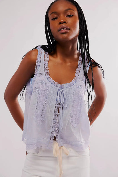 Sleeveless Tank Tops For Women Blouses Summer Boho Beach Wear 100%Cotton Splicing lace Shirts Loose Casual Ladies Blusas Camis
