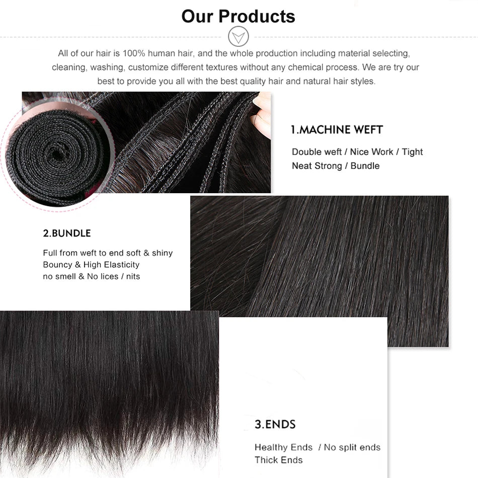 Brazilian Hair Weave Bundles Bone Straight Human Hair 12A Raw Virgin Human Hair Bundles Deal Remy Hair Extensions 1 3 4 Bundles