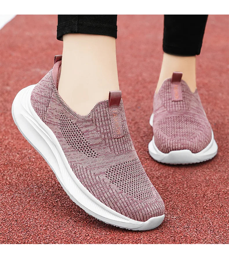 Women's Shoes 2024 Spring New Lightweight, Comfortable, and Fashionable One Step Anti slip Leisure Breathable Walking Shoes