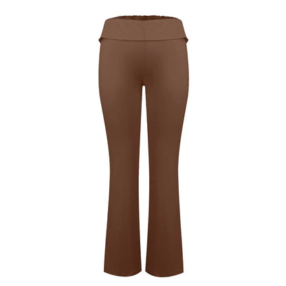 Long Pants Women Fashion Trousers Solid Elastic Leggings Flare Bottoms High Waist Wide Leg Athletic Yoga Bell Pants Summer