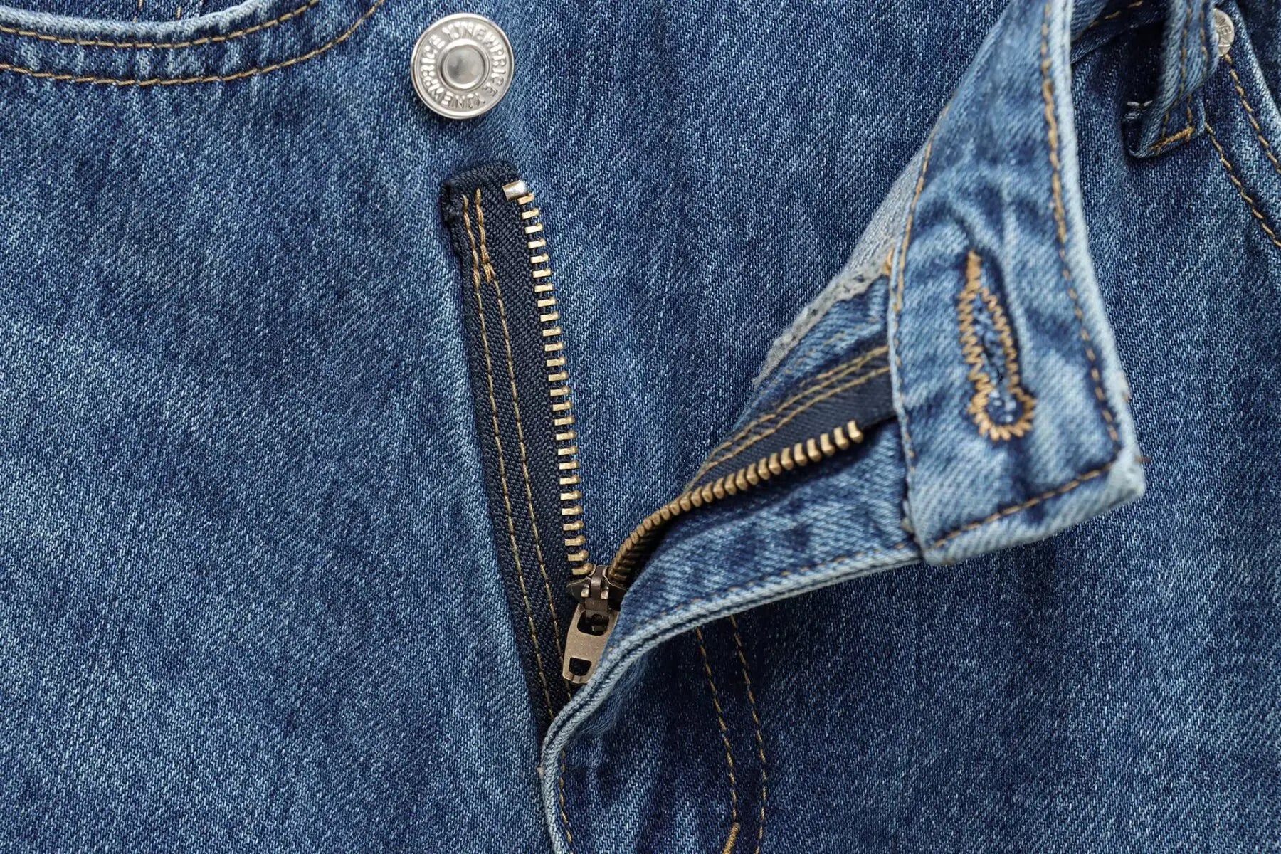 Women's new chic fashion asymmetrical waist design loose high waist wide leg jeans retro side pocket zipper women's denim pants