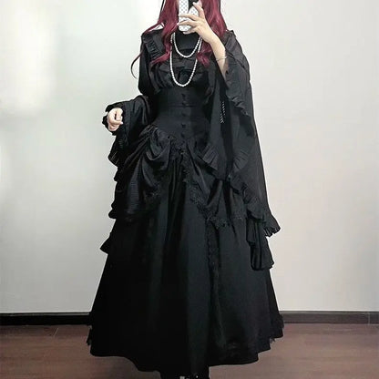 Japanese Skirts for Women 2025 Faldas Mujer De Moda High Waist A-line Jupe Lolita Style Patchwork Lace Vintage Long Skirt 49C903