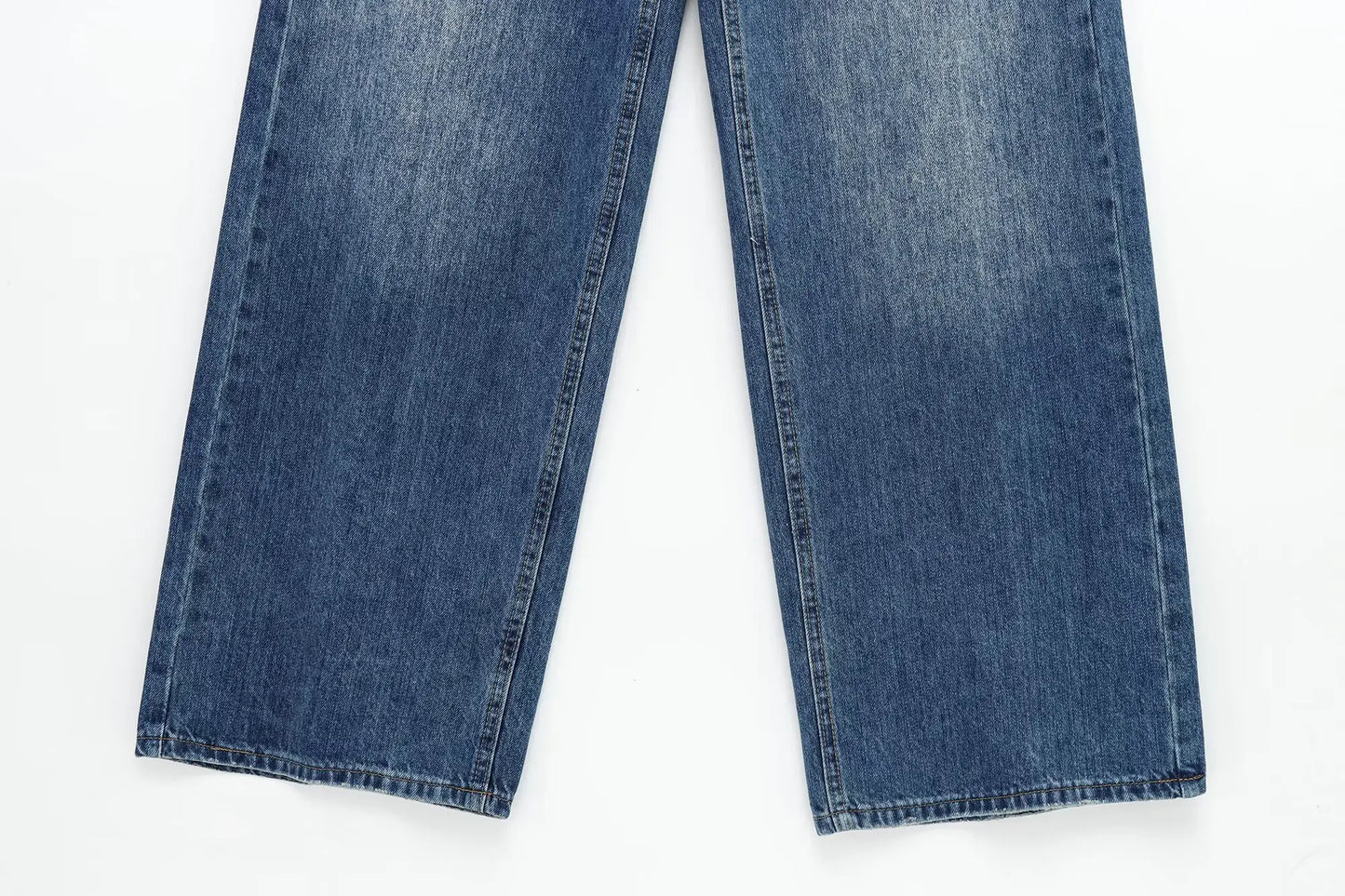 Women's new chic fashion asymmetrical waist design loose high waist wide leg jeans retro side pocket zipper women's denim pants