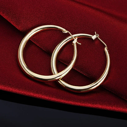 925 Sterling Silver 3.5cm Round earrings high quality 18K gold plated  Fashion Jewelry Wedding Christmas Gift
