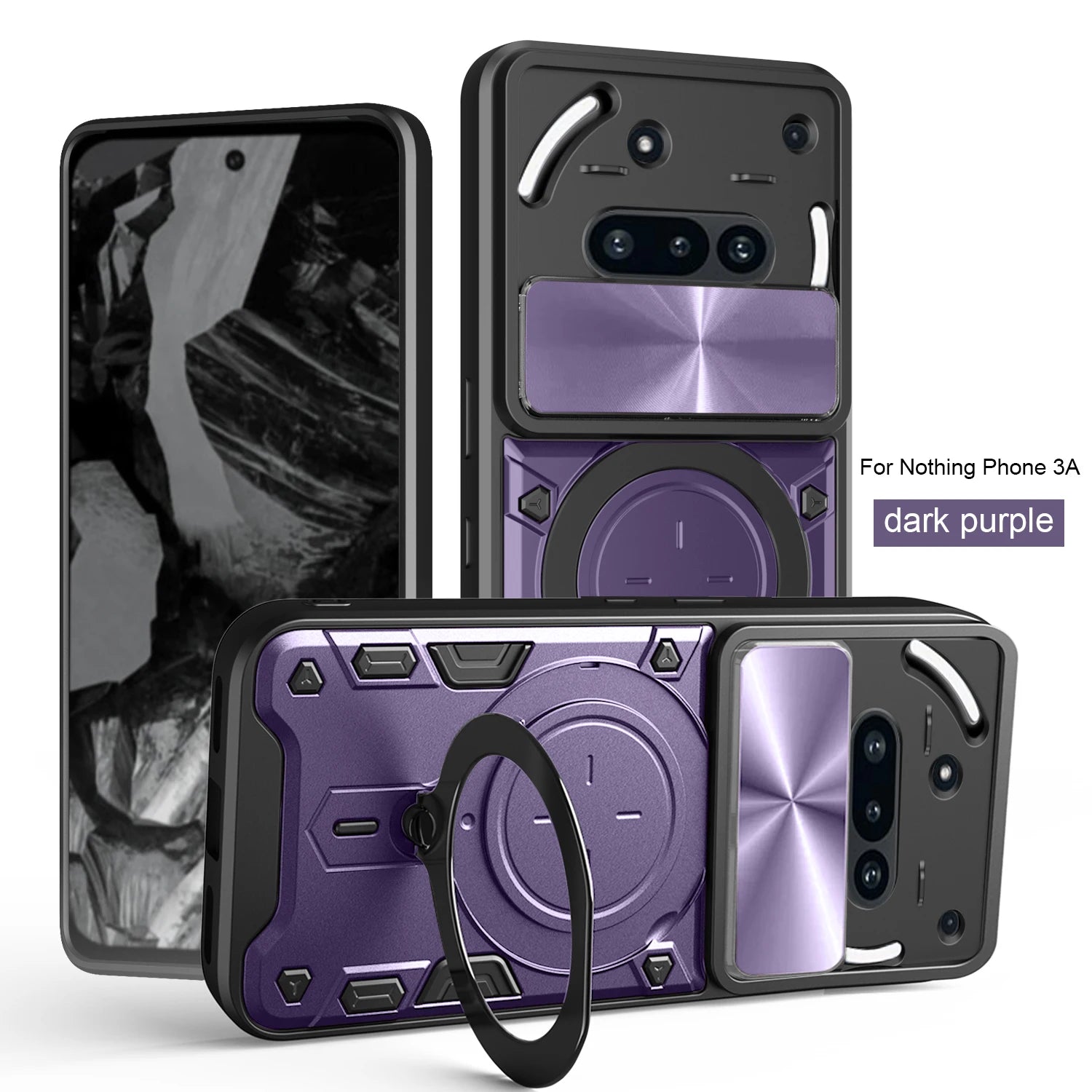 Protective Cover For Nothing Phone 3a Case With Ring Stand Holder Lens Protection Fundas Coque Capa