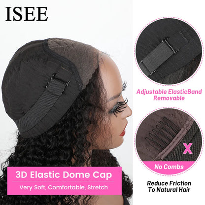 Wear Go Wig ISEE Hair Mongolian Water Wave 7x5 Glueless Preplucked Human Wigs Ready To Go Pre Cut Lace Easy Install HD Lace Wigs