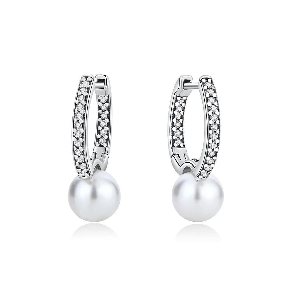 Original 925 Sterling Silver Earrings 2025 Stud Hoop Crystal Earings For Women Rose Gold Crown Heart Infinity Bee Earing Jewelry