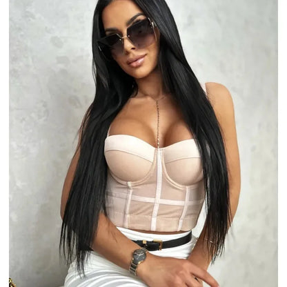 Top Women Bra Bandeau Corset Underwear Sexy Sleeveless with Chest Pad Ladies Y2K Lace Tank Tops Wrapped Vest Tube Top Cropped