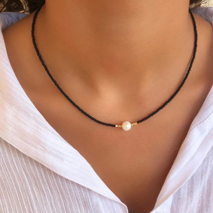 Bohemian Handmade Colorful Beads Chain Fashion Necklaces Tassels Pearl Pendant Jewelry For Women Accessories N0368